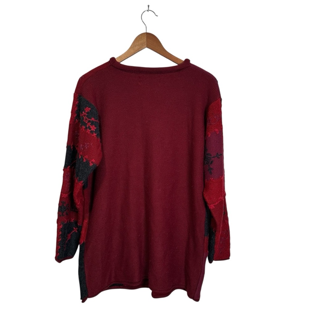 Jaclyn Smith L Red Embroidered Patchwork Floral D… - image 2